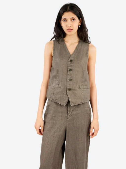 Best - V-Neck Vest in Khaki Women Outerwear