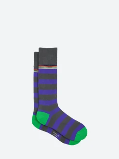 Online - Contrast 'Signature Stripe' Socks in Grey Socks