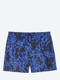 Sale - Floral Camo Swim Shorts in Blue Swimwear
