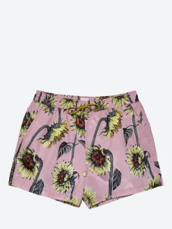Sale - Sunflower Print Swim Shorts in Pink Swimwear