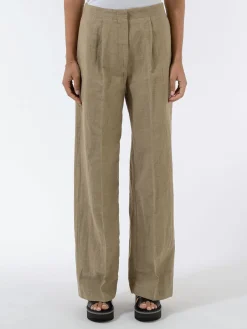 New Pomandere - 7183 Trousers with Slightly Wide Legged-Cut and Pleats in Dove Grey Women Pants | Overalls & Jumpsuits