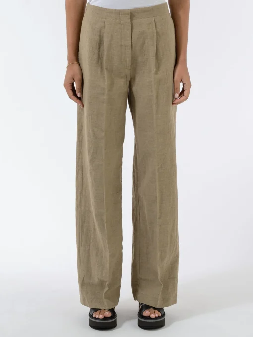 New Pomandere - 7183 Trousers with Slightly Wide Legged-Cut and Pleats in Dove Grey Women Pants | Overalls & Jumpsuits