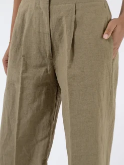 New Pomandere - 7183 Trousers with Slightly Wide Legged-Cut and Pleats in Dove Grey Women Pants | Overalls & Jumpsuits