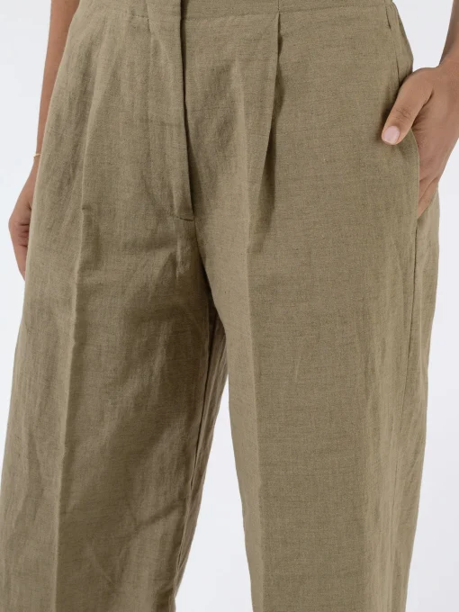 New Pomandere - 7183 Trousers with Slightly Wide Legged-Cut and Pleats in Dove Grey Women Pants | Overalls & Jumpsuits