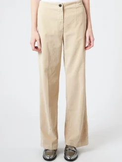 Fashion Pomandere - Corduroy Wide Leg Trousers in Ice Women Pants