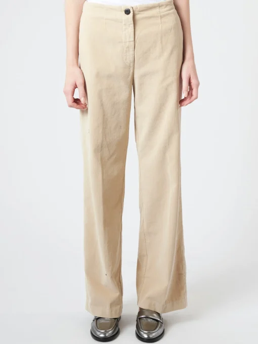 Fashion Pomandere - Corduroy Wide Leg Trousers in Ice Women Pants