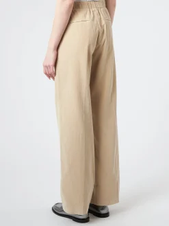 Fashion Pomandere - Corduroy Wide Leg Trousers in Ice Women Pants