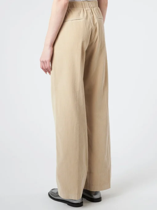 Fashion Pomandere - Corduroy Wide Leg Trousers in Ice Women Pants