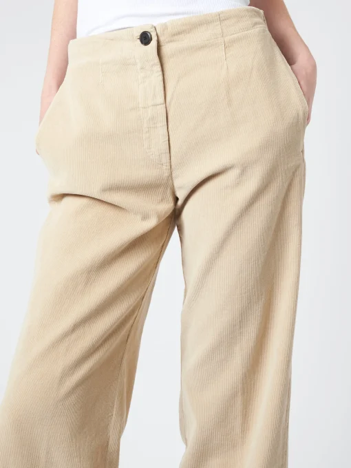 Fashion Pomandere - Corduroy Wide Leg Trousers in Ice Women Pants