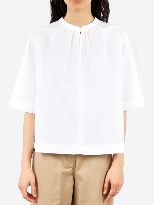 Hot Pomandere - Cotton Poplin Blouse in Optical White Women Tops & Blouses