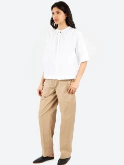 Hot Pomandere - Cotton Poplin Blouse in Optical White Women Tops & Blouses
