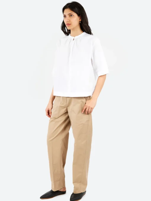 Hot Pomandere - Cotton Poplin Blouse in Optical White Women Tops & Blouses