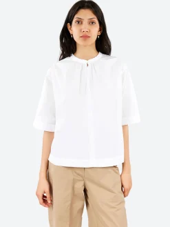 Hot Pomandere - Cotton Poplin Blouse in Optical White Women Tops & Blouses