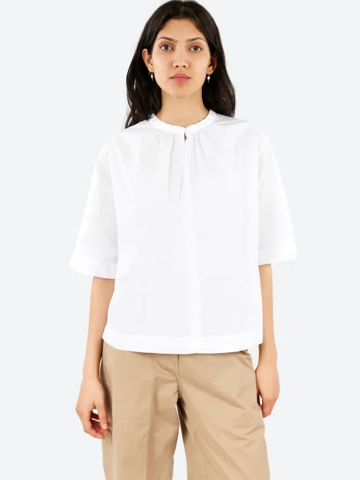 Hot Pomandere - Cotton Poplin Blouse in Optical White Women Tops & Blouses