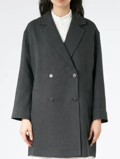 Discount Pomandere - Double-Breasted Coat in Anthracite Women Outerwear
