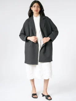 Discount Pomandere - Double-Breasted Coat in Anthracite Women Outerwear