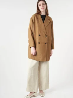 Discount Pomandere - Double-Breasted Coat in Tobacco Women Outerwear