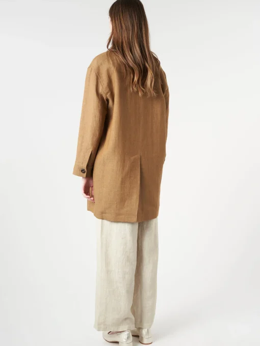 Discount Pomandere - Double-Breasted Coat in Tobacco Women Outerwear