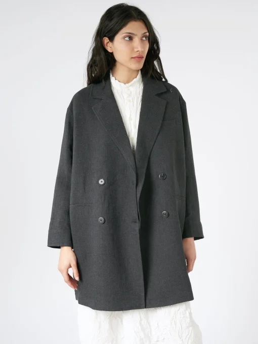 Discount Pomandere - Double-Breasted Coat in Anthracite Women Outerwear