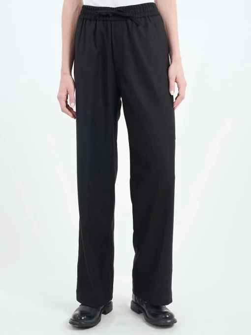 Online Pomandere - Flannel Pants in Black Women Pants