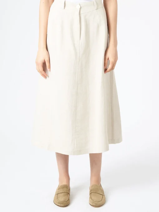 New Pomandere - Flared Midi Skirt in Pearl Women Skirts