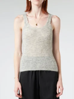 Best Pomandere - Knit Tank in Pearl Grey Women Tops & Blouses | Overalls & Jumpsuits