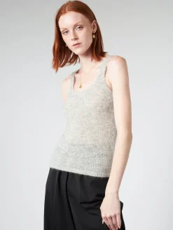 Best Pomandere - Knit Tank in Pearl Grey Women Tops & Blouses | Overalls & Jumpsuits