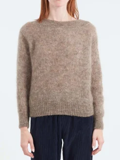 Fashion Pomandere - Mohair Crewneck Sweater in Dove Grey Women Tops & Blouses | Knitwear