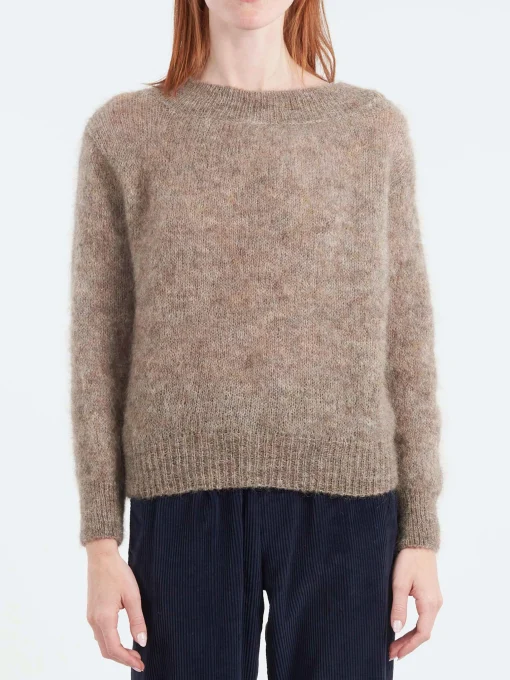 Fashion Pomandere - Mohair Crewneck Sweater in Dove Grey Women Tops & Blouses | Knitwear