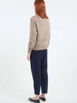 Fashion Pomandere - Mohair Crewneck Sweater in Dove Grey Women Tops & Blouses | Knitwear