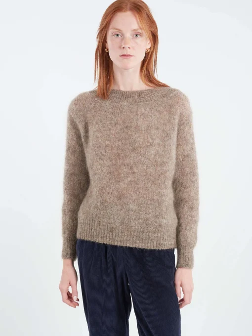 Fashion Pomandere - Mohair Crewneck Sweater in Dove Grey Women Tops & Blouses | Knitwear