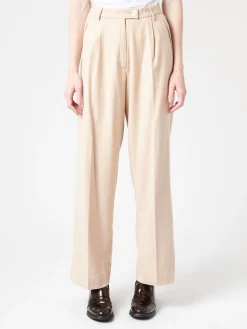 Sale Pomandere - Pleated Trousers in Burro and Champagne Women Pants