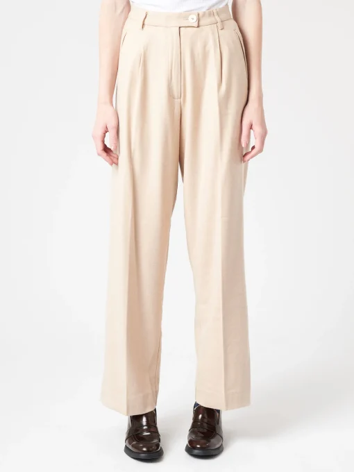Sale Pomandere - Pleated Trousers in Burro and Champagne Women Pants