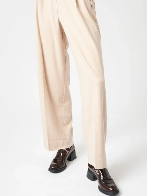 Sale Pomandere - Pleated Trousers in Burro and Champagne Women Pants