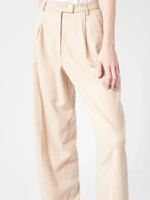 Sale Pomandere - Pleated Trousers in Burro and Champagne Women Pants