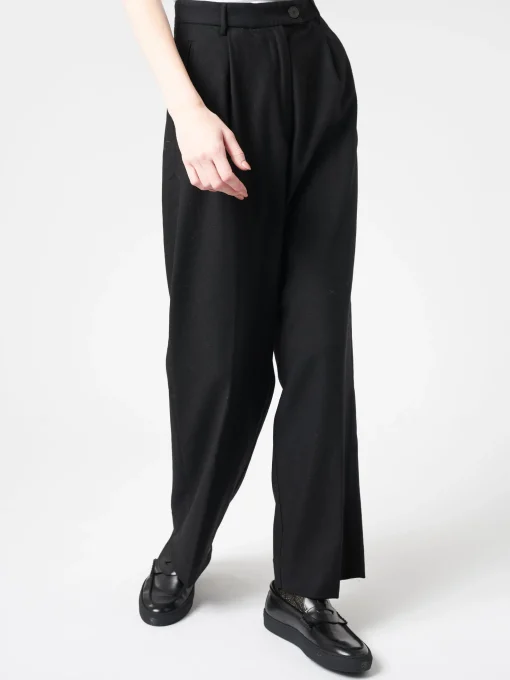 Outlet Pomandere - Pleated Trousers in Black Women Pants