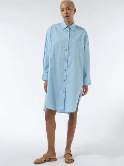 Fashion Pomandere - Shirt Dress in Sky Blue Women Dresses