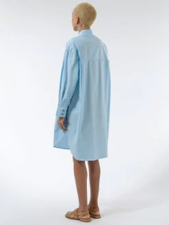Fashion Pomandere - Shirt Dress in Sky Blue Women Dresses