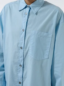 Fashion Pomandere - Shirt Dress in Sky Blue Women Dresses