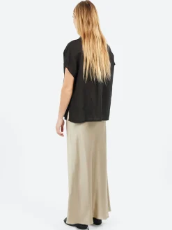 Sale Pomandere - Short Sleeve Button-Up in Black Women Tops & Blouses | Button-Ups