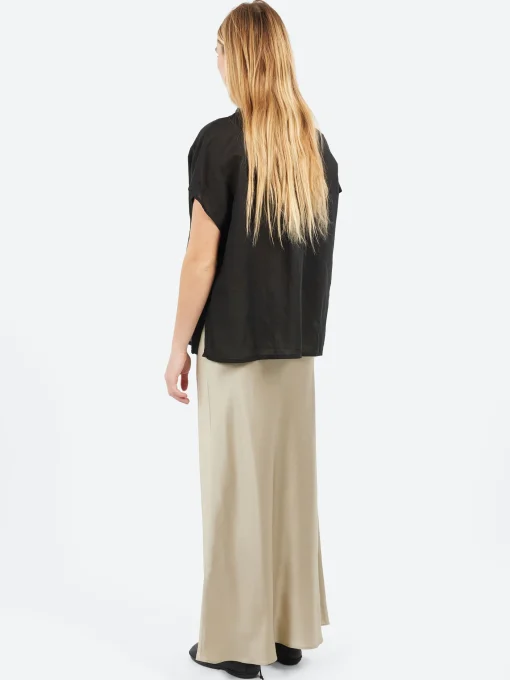 Sale Pomandere - Short Sleeve Button-Up in Black Women Tops & Blouses | Button-Ups