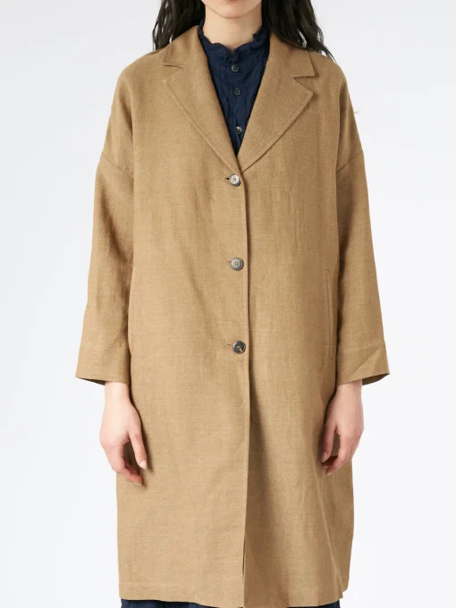 Clearance Pomandere - Single-Breasted Coat in Tobacco Women Overalls & Jumpsuits | Outerwear