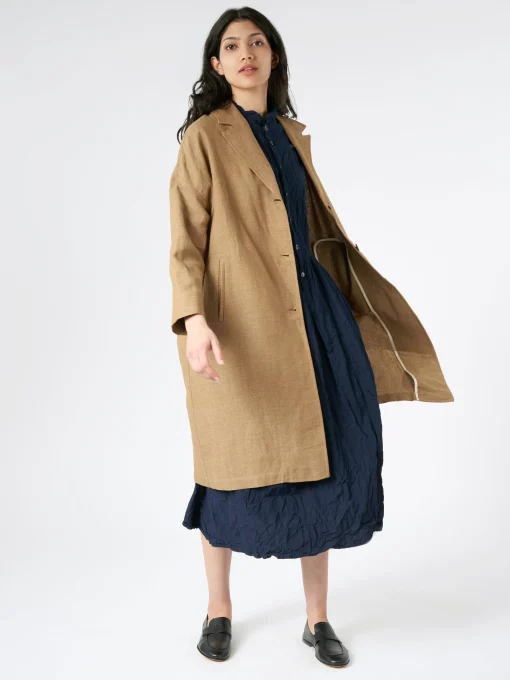Clearance Pomandere - Single-Breasted Coat in Tobacco Women Overalls & Jumpsuits | Outerwear