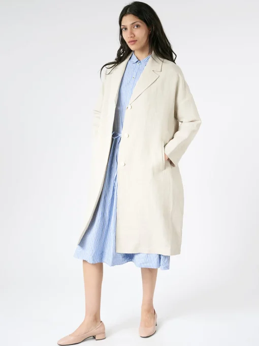 Hot Pomandere - Single-Breasted Coat in Pearl Women Overalls & Jumpsuits | Outerwear