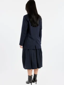 Clearance Pomandere - Single-Breasted Jacket in Night Blue Wool-Blend Flannel Women Outerwear | Blazers