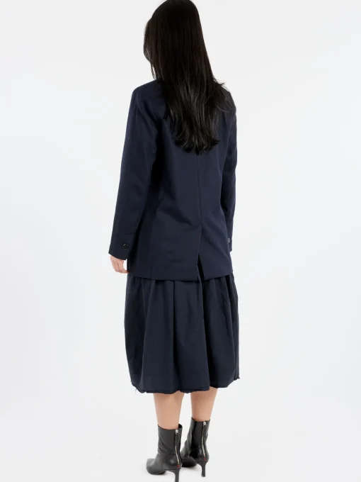 Clearance Pomandere - Single-Breasted Jacket in Night Blue Wool-Blend Flannel Women Outerwear | Blazers
