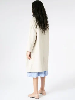 Hot Pomandere - Single-Breasted Coat in Pearl Women Overalls & Jumpsuits | Outerwear