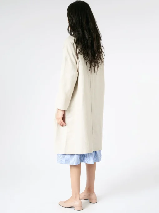 Hot Pomandere - Single-Breasted Coat in Pearl Women Overalls & Jumpsuits | Outerwear