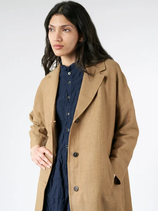 Clearance Pomandere - Single-Breasted Coat in Tobacco Women Overalls & Jumpsuits | Outerwear