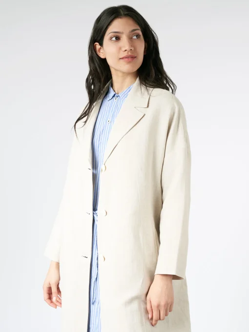 Hot Pomandere - Single-Breasted Coat in Pearl Women Overalls & Jumpsuits | Outerwear